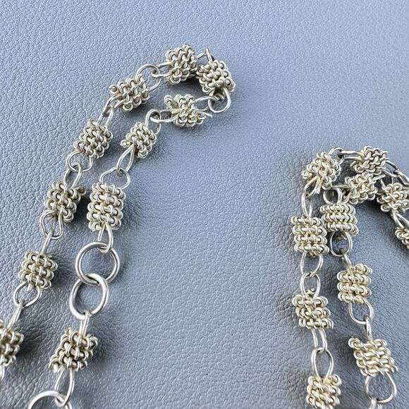 Vintage Silver Rosary Filigree Style Industrial Sculptural Minimalist Brutalist - Picture 5 of 5